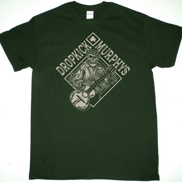 Tops - Dropkick Murphys Skelly Cousin New Forest Green T Shirt